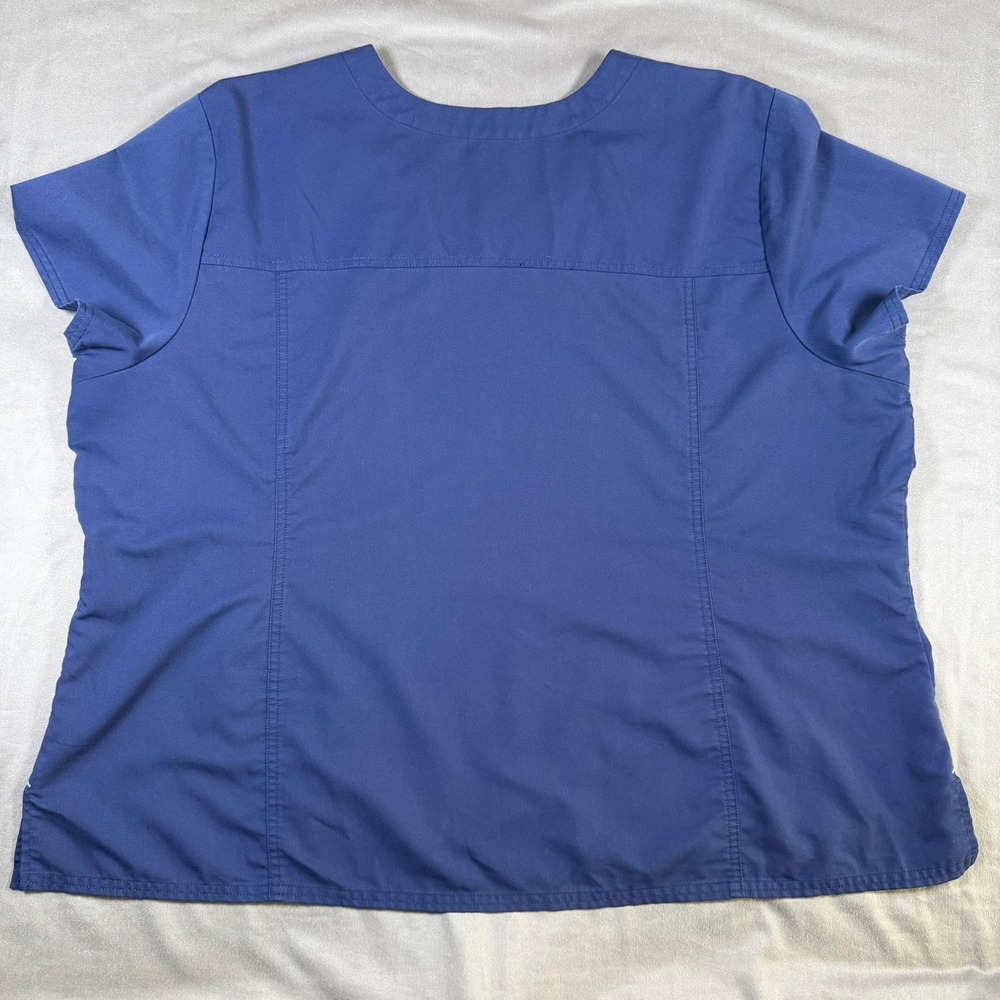 Cherokee Workwear Women 3XL Navy Teal Scrub Top V-Neck Medical Nursing - Picture 3 of 4